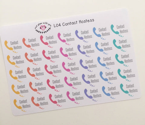 L04 || Contact Hostess Stickers