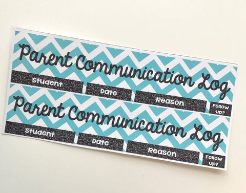 T51 || Chevron Parent Communication Log Header Stickers