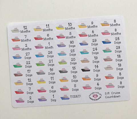 S19 || 12 Month Cruise Trip Countdown Stickers