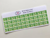 HP14 || 40 Watercolor Flag Week Number Stickers