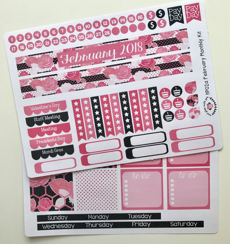 HP02 || February Rose Happy Planner Teacher Kit