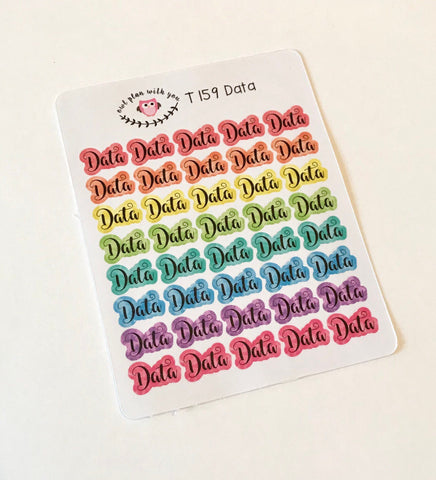 T159 || 40 Rainbow Data Stickers