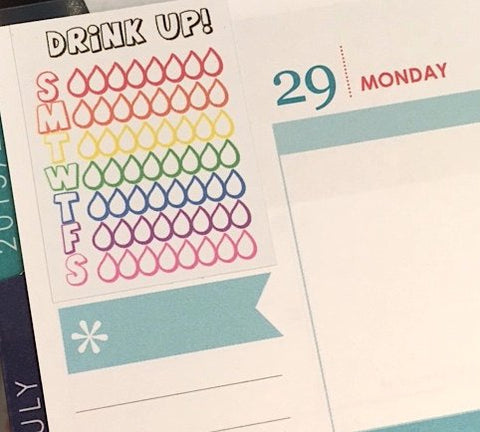 S08 || 8 Weekly Hydrate "Drink Up!" Stickers