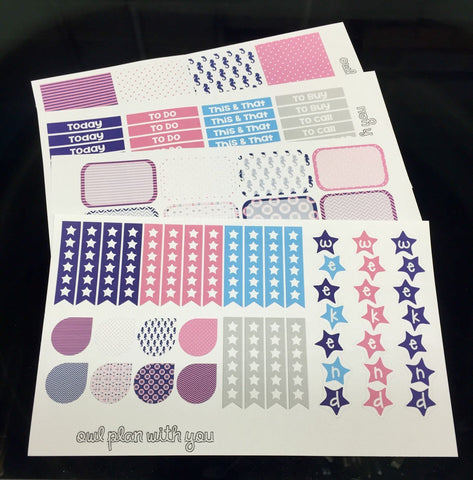 H07 || Navy and Pink Weekly Planner Kit || For Horizontal Erin Condren Life Planners