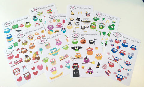 Seasonal Owl Sticker Set || For Erin Condren Life Planner