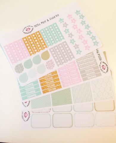 H05 || Mint and Gold Horizontal Planner Kit