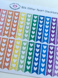 B06 || 32 Glitter Heart Checklist Stickers