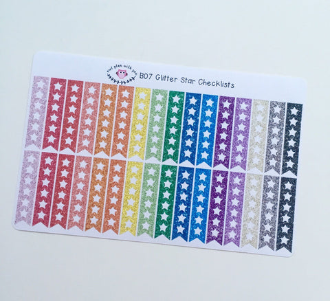 B07 || 32 Glitter Rainbow Star Checklist Stickers