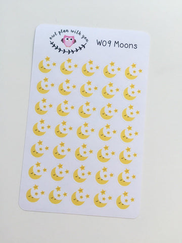 W09 || 35 Moon Sleep Tracking Stickers