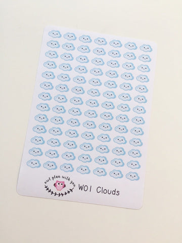 W01 || 91 Cloud Weather Tracking Stickers