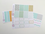 V03 || Mint and Gold Vertical Weekly Planner Kit