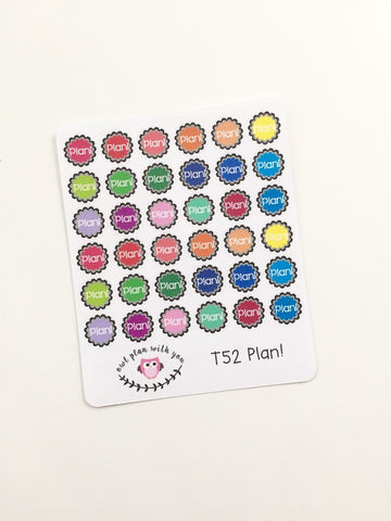 T52 || 36 Scalloped Plan Circle Stickers
