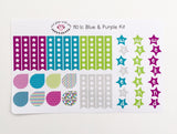 H01 || Blue and Purple Horizontal Weekly Planner Kit