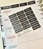 HP16 || 28 Custom Chalkboard Happy Planner Header Stickers