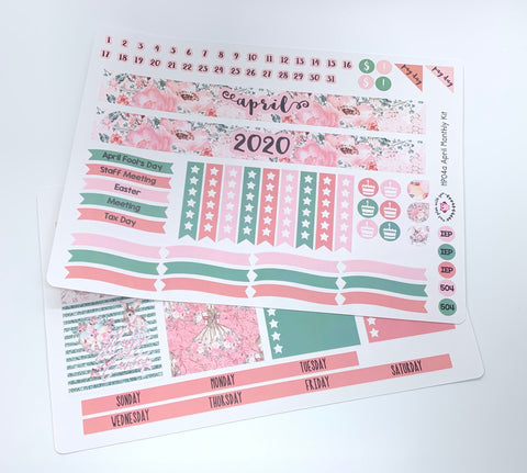 HP04 || April Floral Happy Planner Teacher Kit