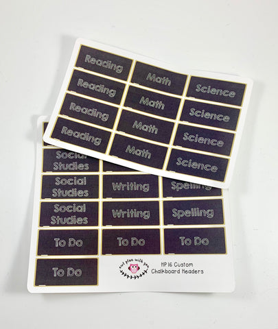 HP16 || 28 Custom Chalkboard Happy Planner Header Stickers