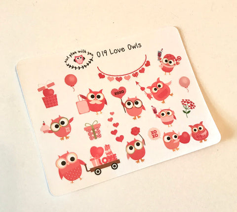 O19 || 16 Love Owl Stickers