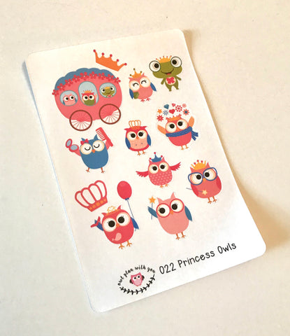 O22 || 11 Princess Owl Stickers