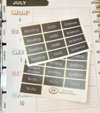 HP16 || 28 Custom Chalkboard Happy Planner Header Stickers